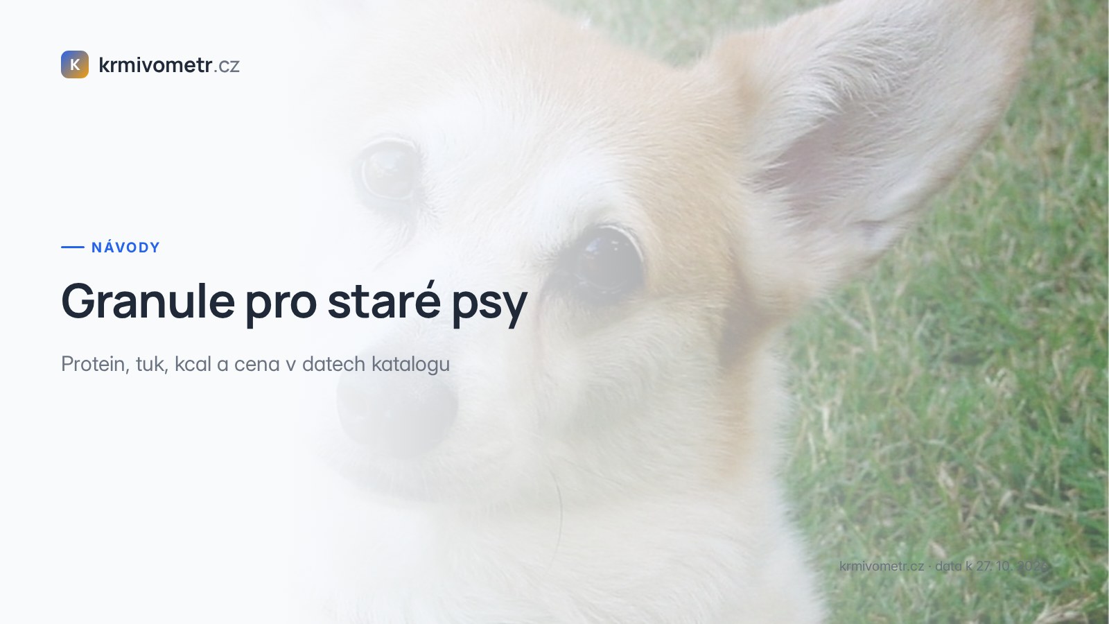 Granule pro staré psy: protein, tuk a cena v datech katalogu