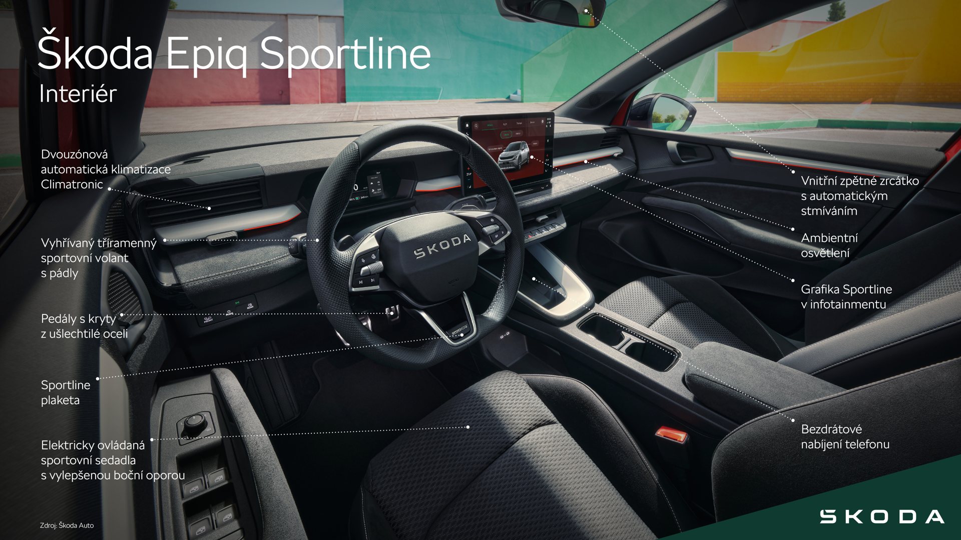 Interiér Škoda Epiq Sportline se sportovními sedadly