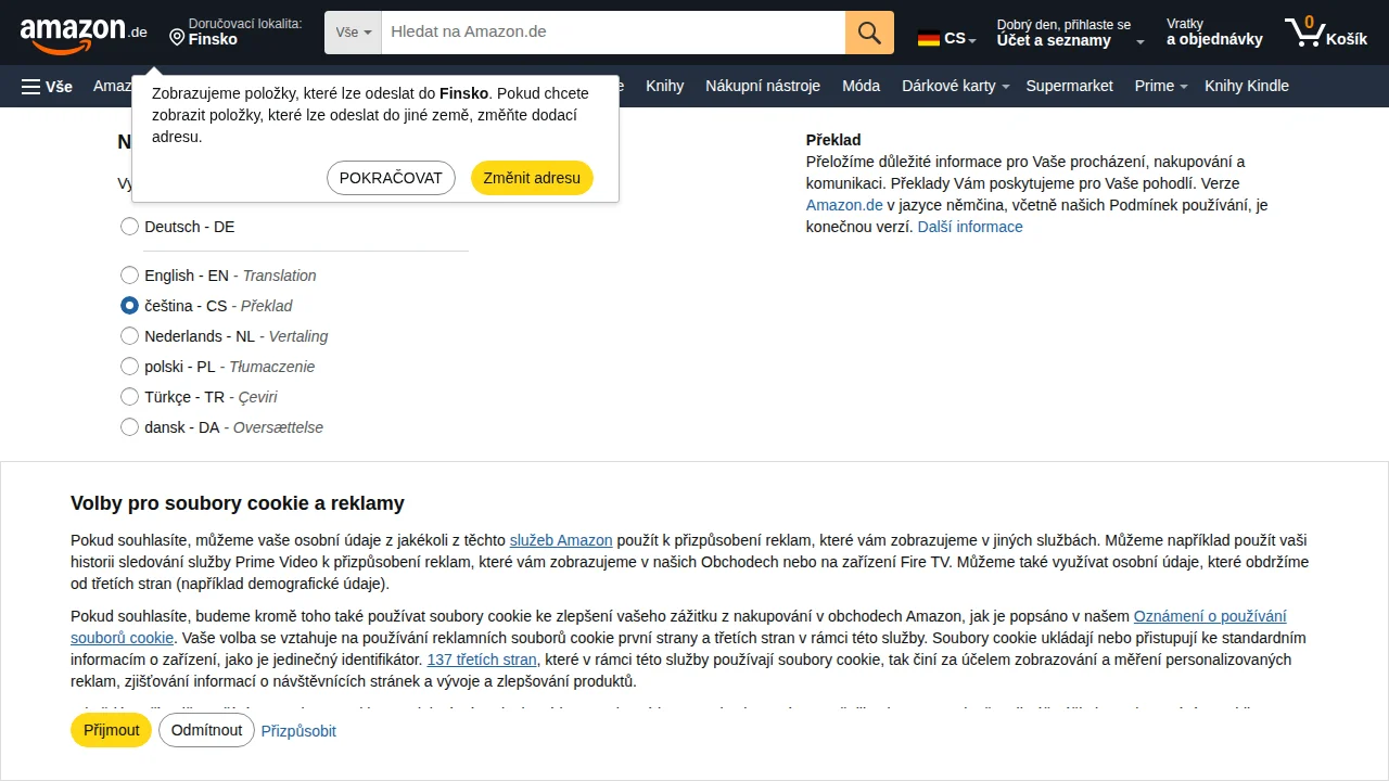 Screenshot Amazon.cz