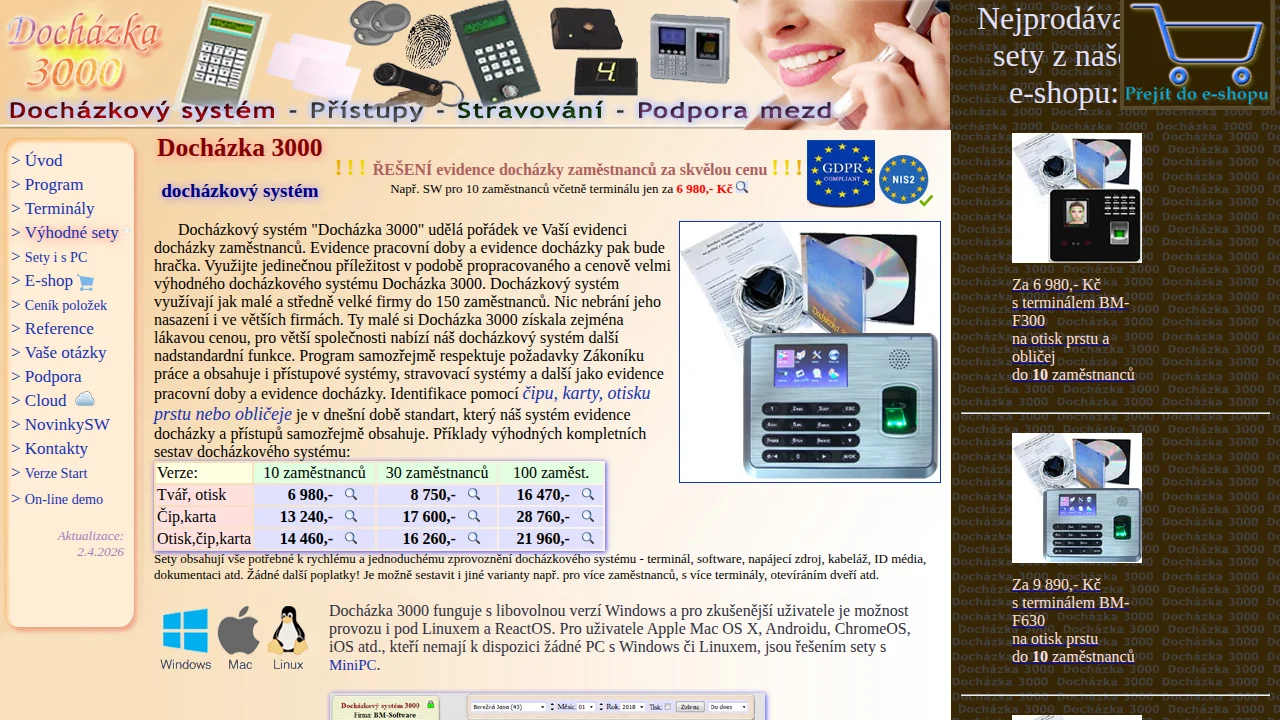 Screenshot Dochazka.eu