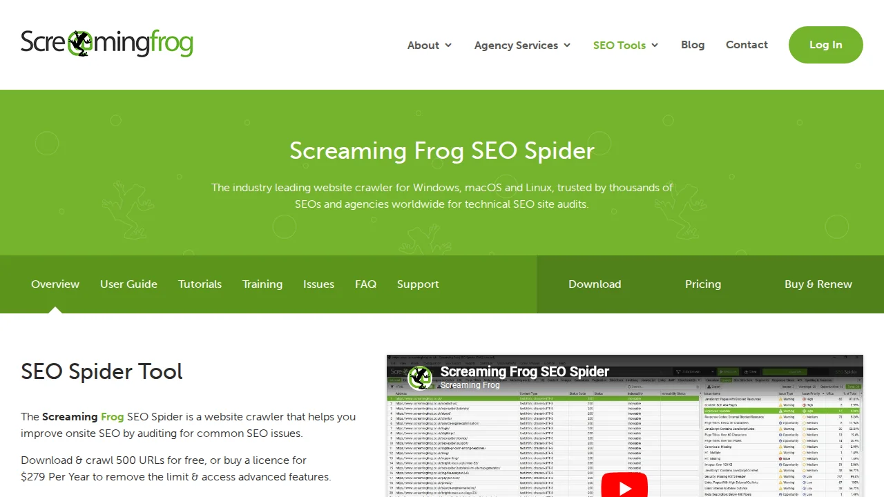 Screenshot Screaming Frog