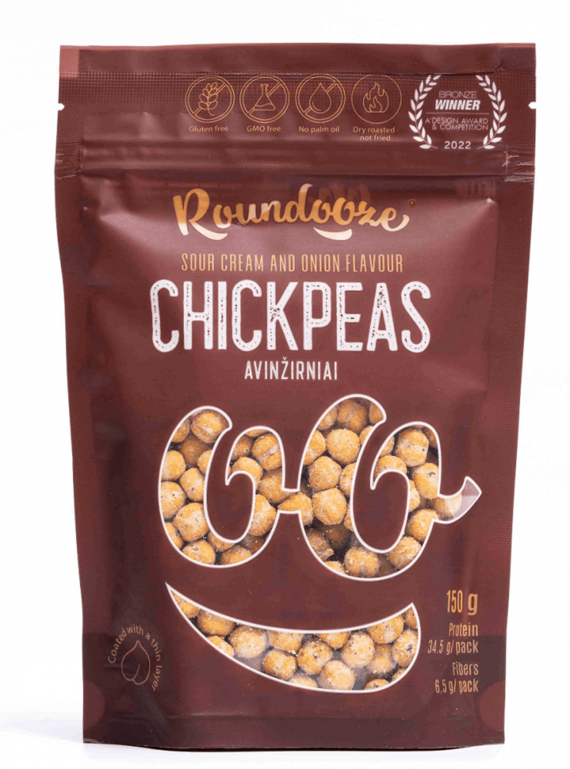 Roundooze Pražená cizrna s příchutí zakysané smetany a cibule 150 g