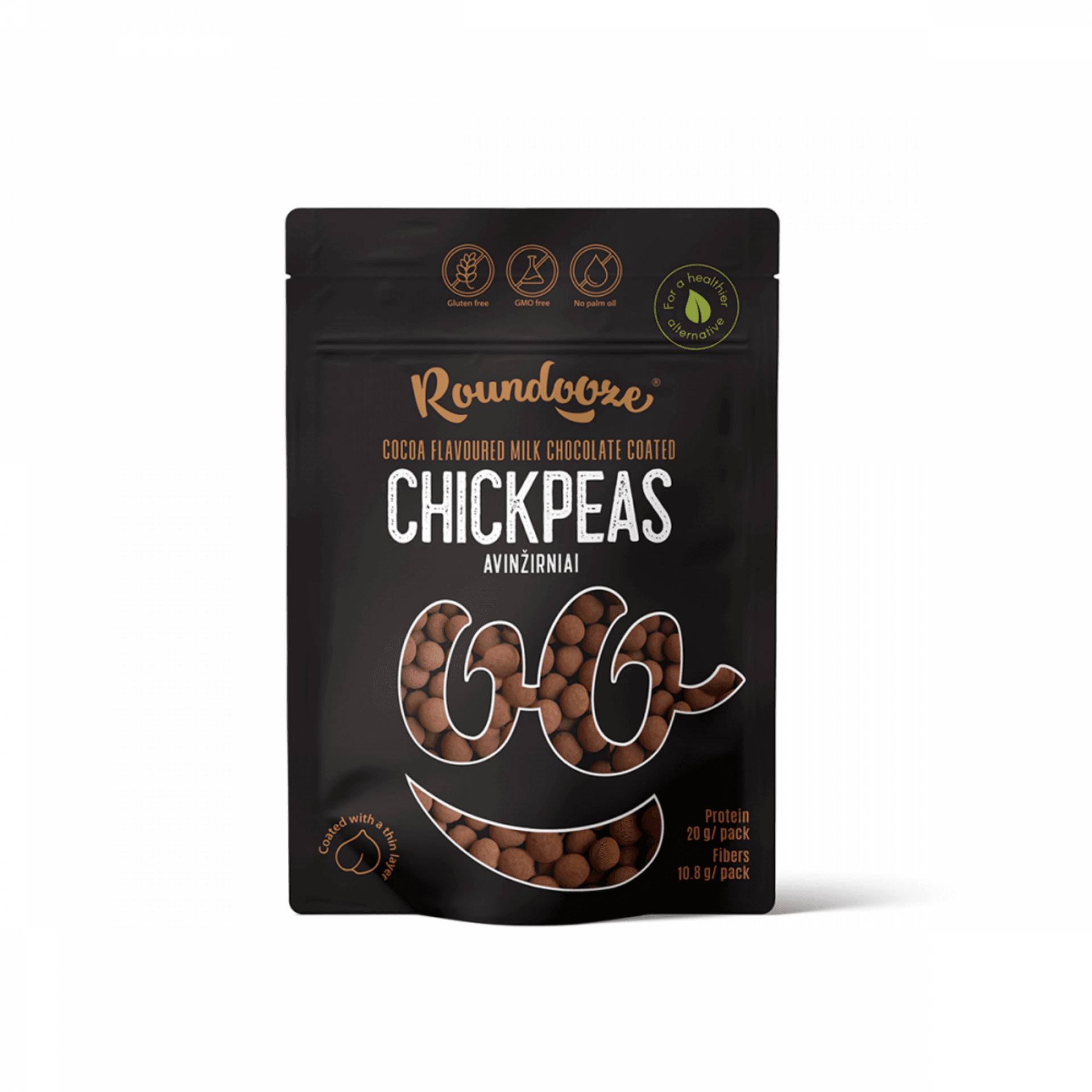 Roundooze Pražená cizrna v mléčné čokoládě s kakaem 150 g