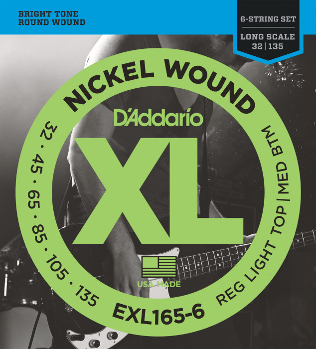 D'Addario EXL165-6 Regular Light Top/Medium Bottom - .032 - .135