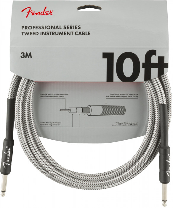 Fender Professional Series 10 Instrument Cable White Tweed