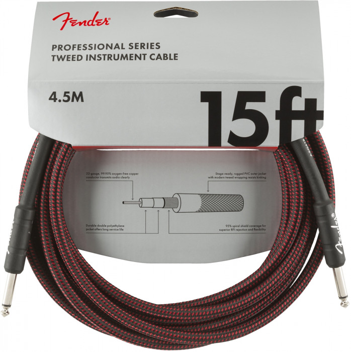 Fender Professional Series 15 Instrument Cable Red Tweed