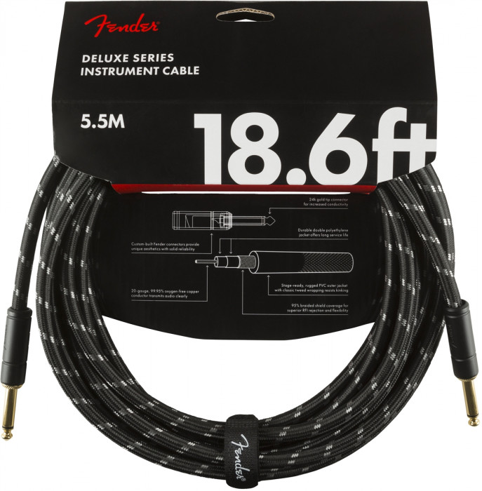 Fender Deluxe Series 18,6 Instrument Cable Black Tweed