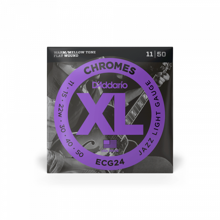 D'Addario ECG24 Chromes Flat Wound Jazz Light 11-50