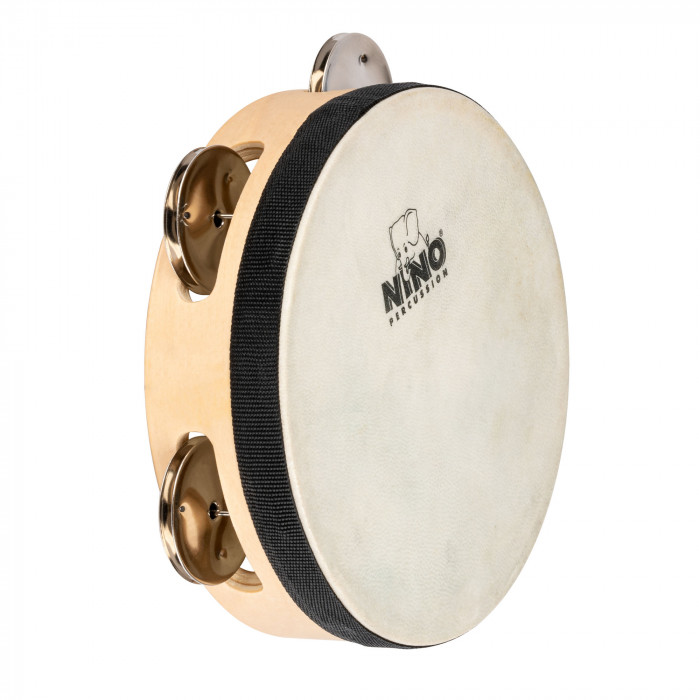 NINO Percussion NINO942 Single Row Headed Wood Tambourine 6” - Natural