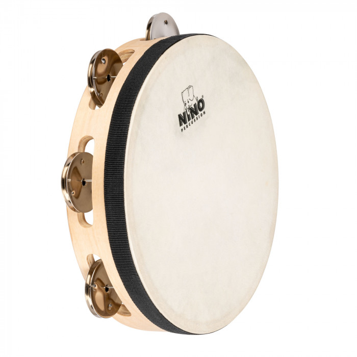 NINO Percussion NINO944 Single Row Headed Wood Tambourine 8” - Natural