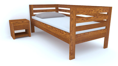 Postel Postelia PAVEL do U, 90x200 cm, dub - Dřevěné jednolůžko z dubového masivu