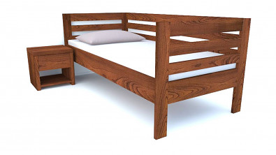 Postel Postelia PAVEL do U, 90x200 cm, buk - Dřevěné jednolůžko z bukového masivu