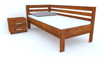 Postel Postelia PAVEL do L, 90x210 cm, dub - Dřevěné jednolůžko z dubového masivu