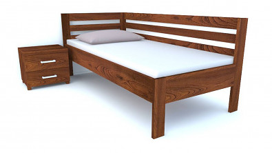 Postel Postelia PAVEL do L, 90x200 cm, buk - Dřevěné jednolůžko z bukového masivu