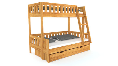 Postelia Patrová postel PUERO Buk 2v1 90/120x200 cm z masivu