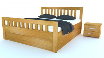 Postel Postelia MIA PLUS s úložným prostorem, Dub 180x200 - Postel z masivu 3,7 cm