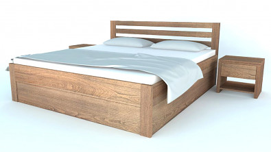 Postel Postelia PAVLA s úložným prostorem, Buk 200x200 - Designová postel z masivu