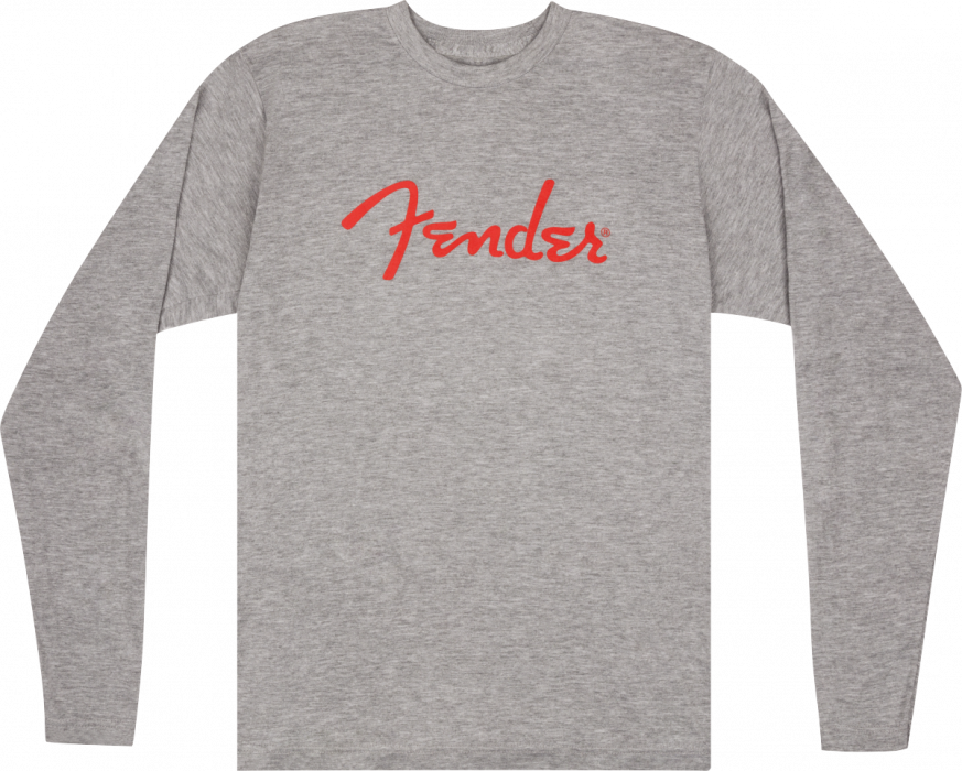 Fender Spaghetti Logo L/S T-Shirt, Heather Gray, S