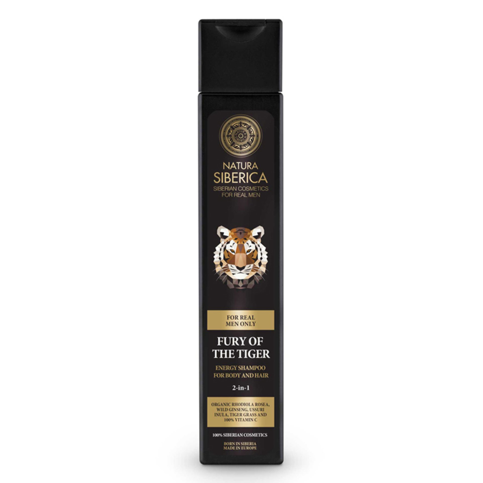 Natura Siberica MEN Energizující šampon na vlasy a tělo - Nezkrotnost tygra 250 ml