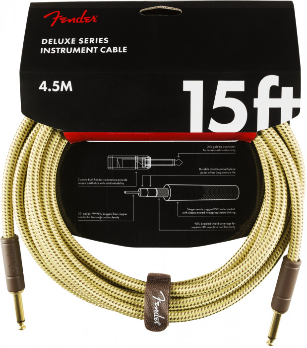 Fender Deluxe Series 15 Instrument Cable Tweed