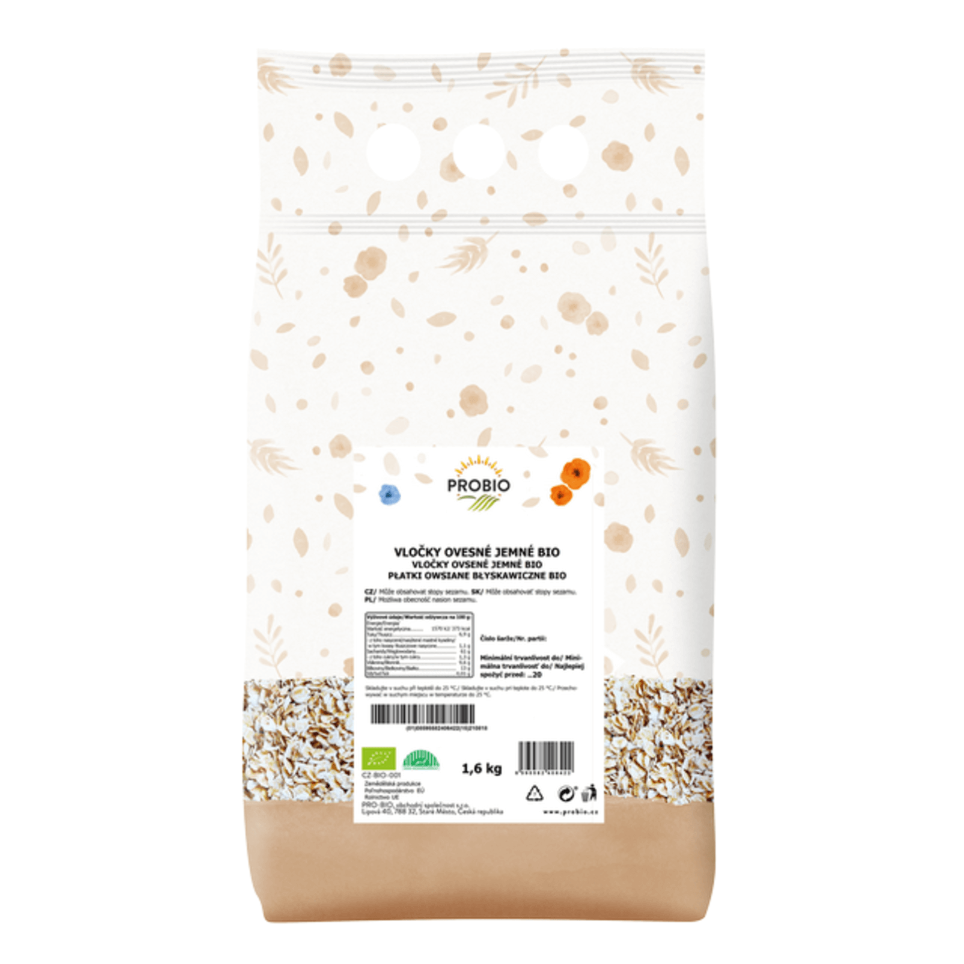 PROBIO Ovesné vločky jemné BIO 1600 g