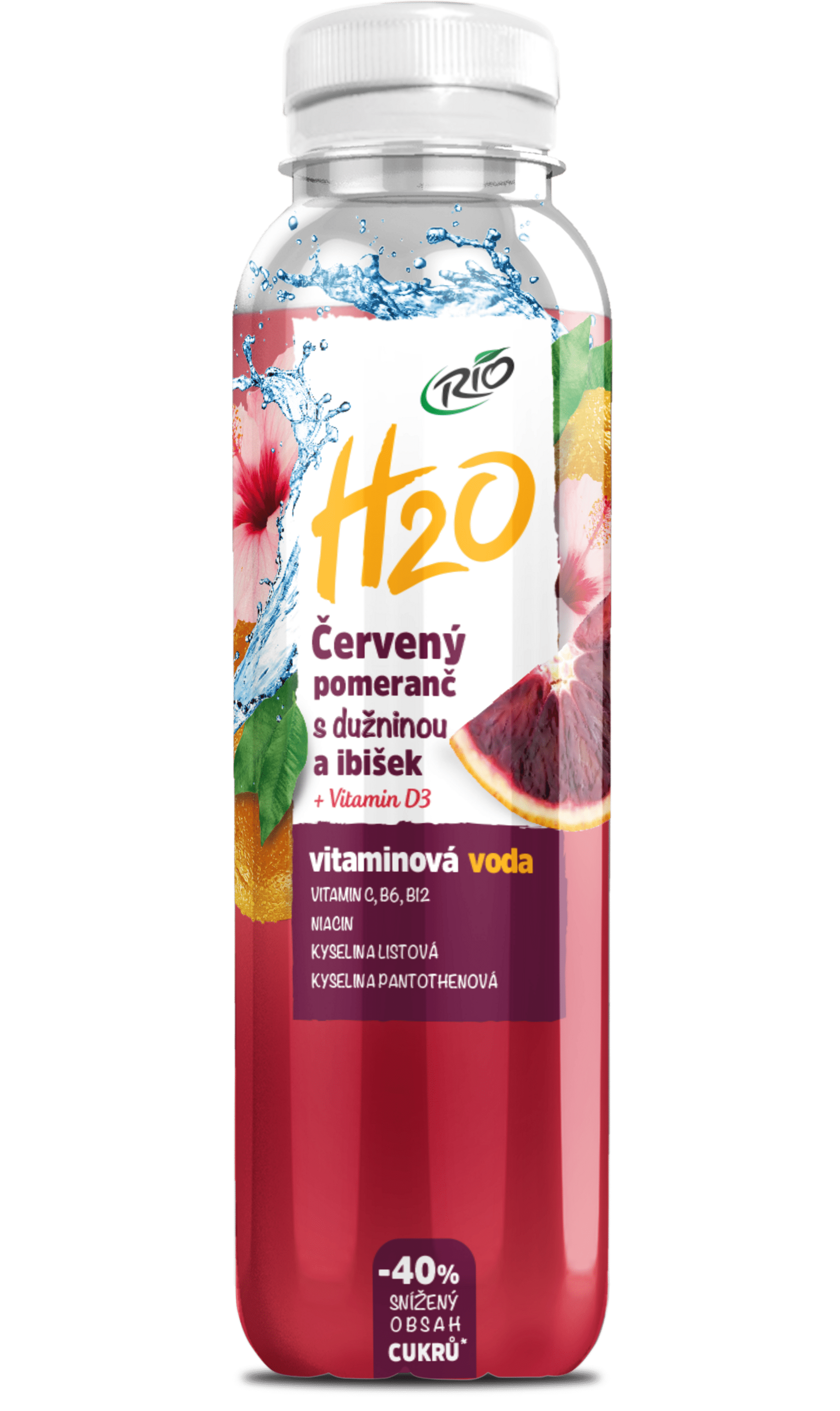 Rio H2O červený pomeranč a ibišek 400 ml