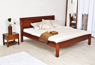 Postel Postelia AMOR Buk 160x200 - Délka postele: 200 cm, Šířka postele: 160 cm,  Výška hlavového čela: 100 cm, Materiál: Masiv Buk,  Odstín: Olej Transparent přírodní odstín,  Provedení: Výška bočnice 45 cm, Středová lať: 1x noha