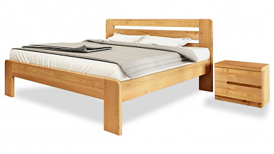 Postel Postelia BRUSSEL Dub 160x200 - Manželské dvoulůžko, dřevěná postel z masivu 3,7 cm