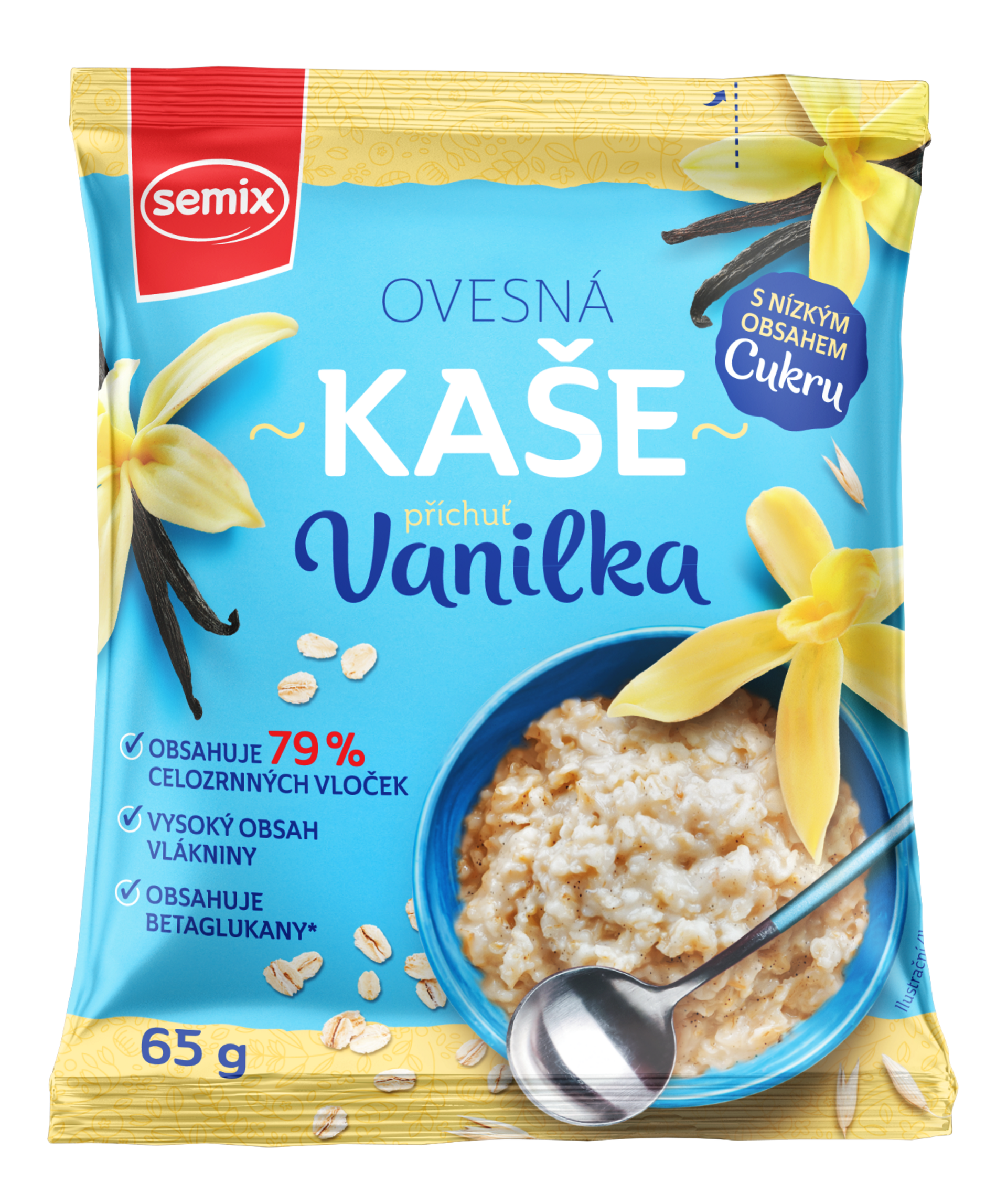 Semix Ovesná kaše s vanilkovou příchutí s nízkým obsahem cukru 65 g