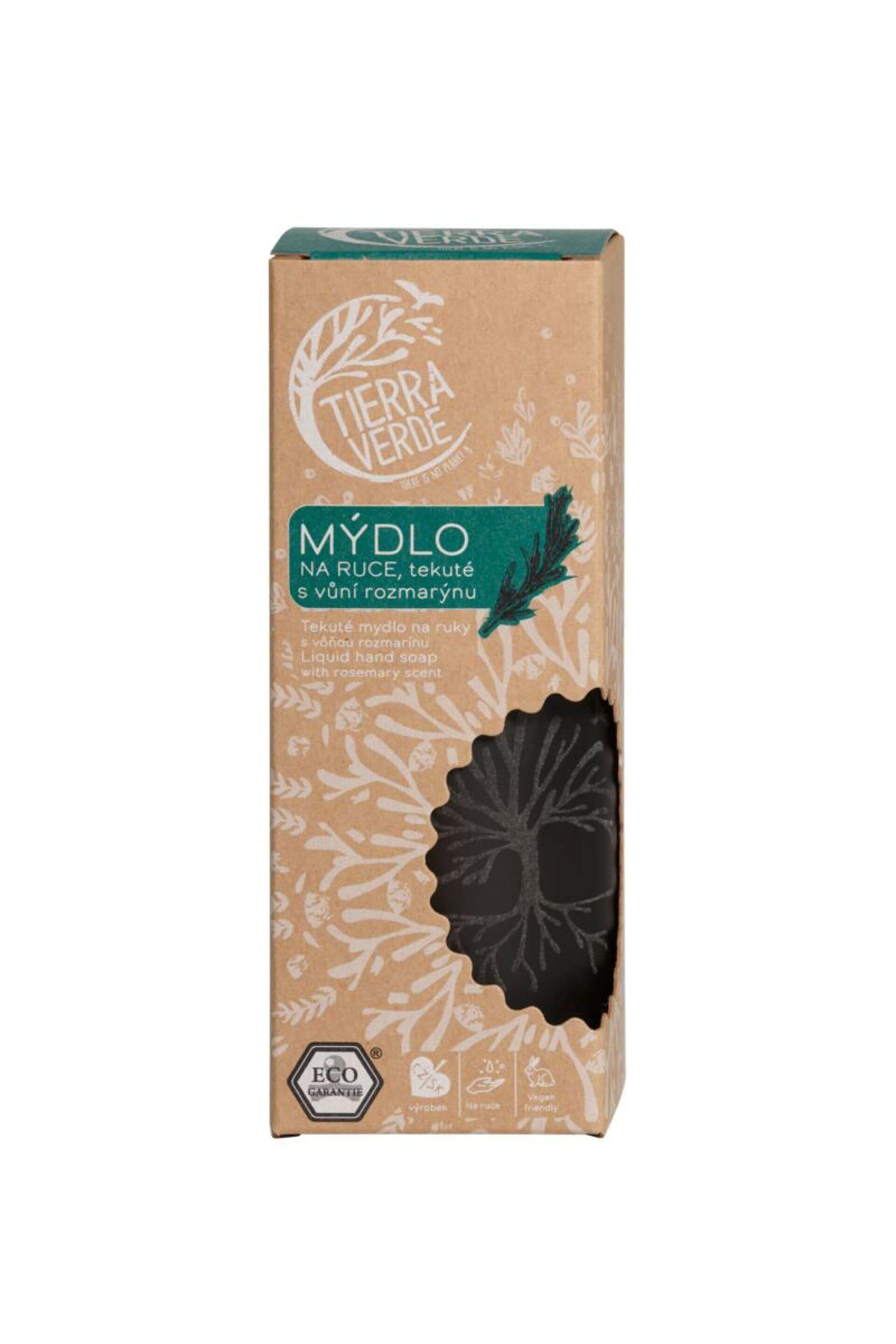 Tierra Verde Tekuté mýdlo na ruce Rozmarýn 230 ml (skleněná lahvička)