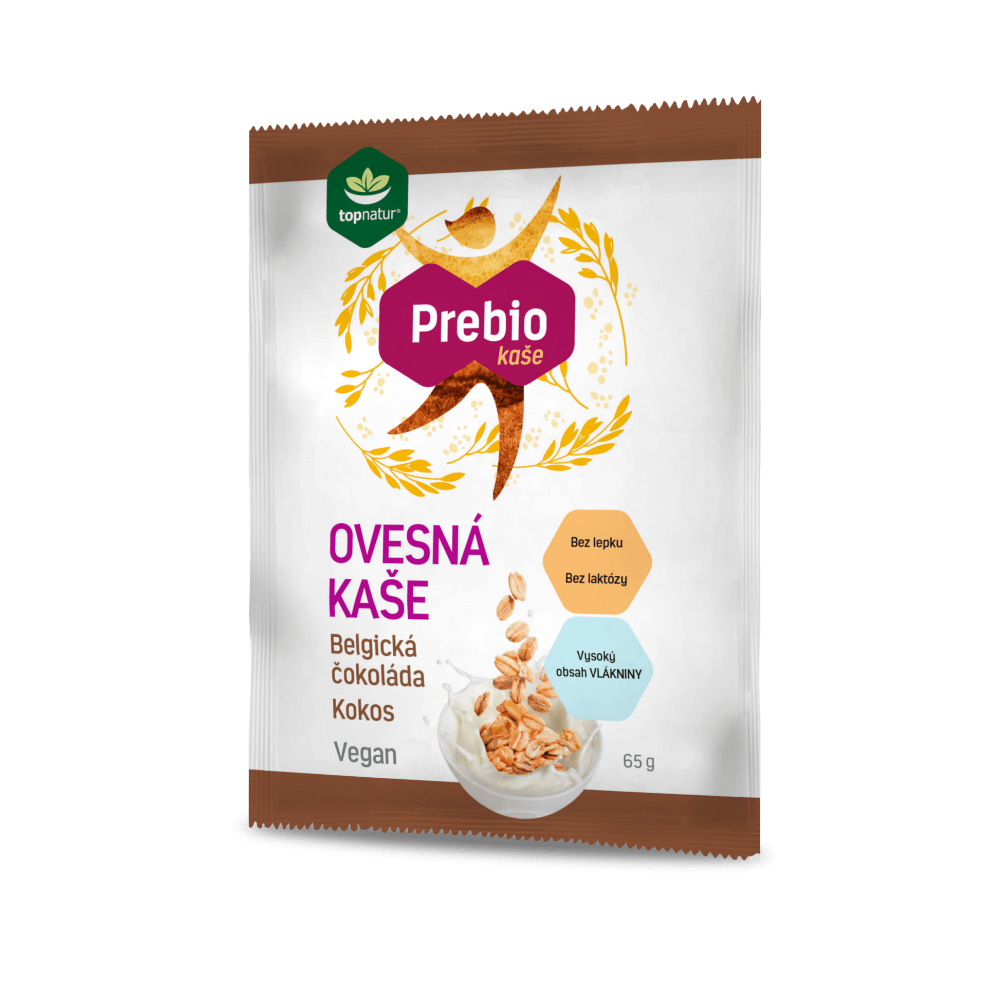 Topnatur Prebio Ovesná kaše belgická čokoláda a  kokos 65 g