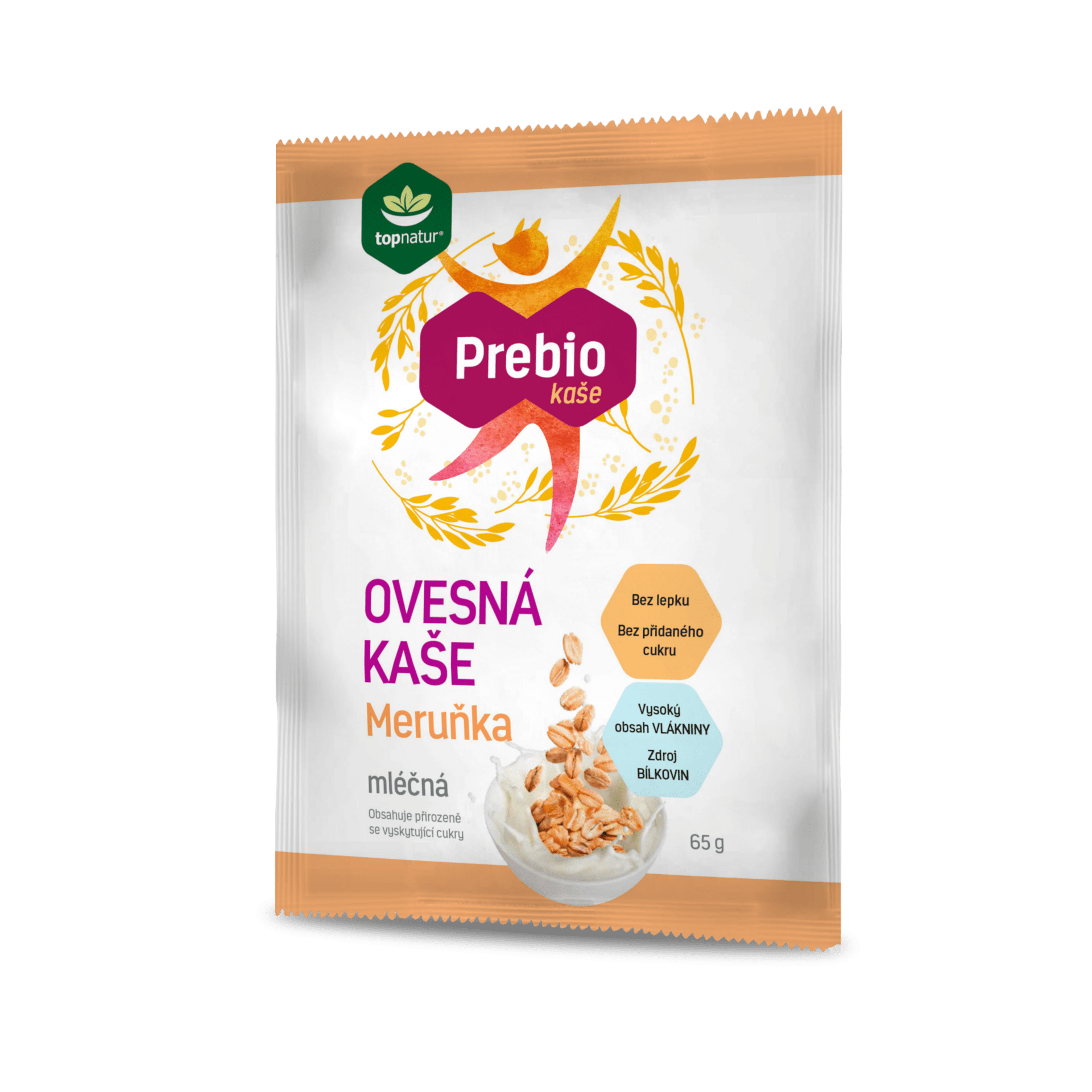 Topnatur Prebio Ovesná kaše mléčná meruňka 65 g
