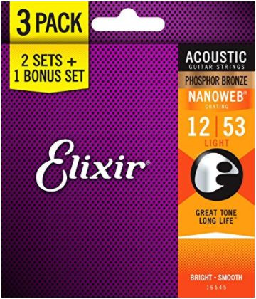 Elixir 16545 Nanoweb Phosphor Bronze Light (12-53) 3-pack 2+1 zdarma