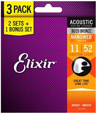 Elixir 16538 Nanoweb Bronze Custom Light (11-52) 3-pack 2+1 zdarma