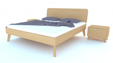 Postel Postelia CORTINA Buk 200x200cm - dřevěná postel z masivu o šíři 4 cm