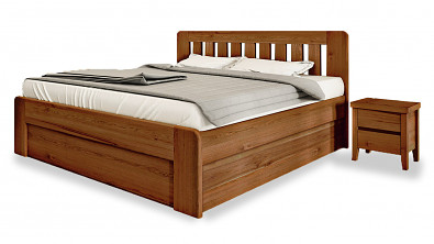 Postel Postelia DENVER s úložným prostorem 140 x 200 dub - Dřevěná postel z masivu, dubové manželské dvoulůžko o šíři masivu 3,7 cm