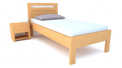 Postel Postelia BRENER Buk 90x200 - Dřevěné jednolůžko z bukového masivu