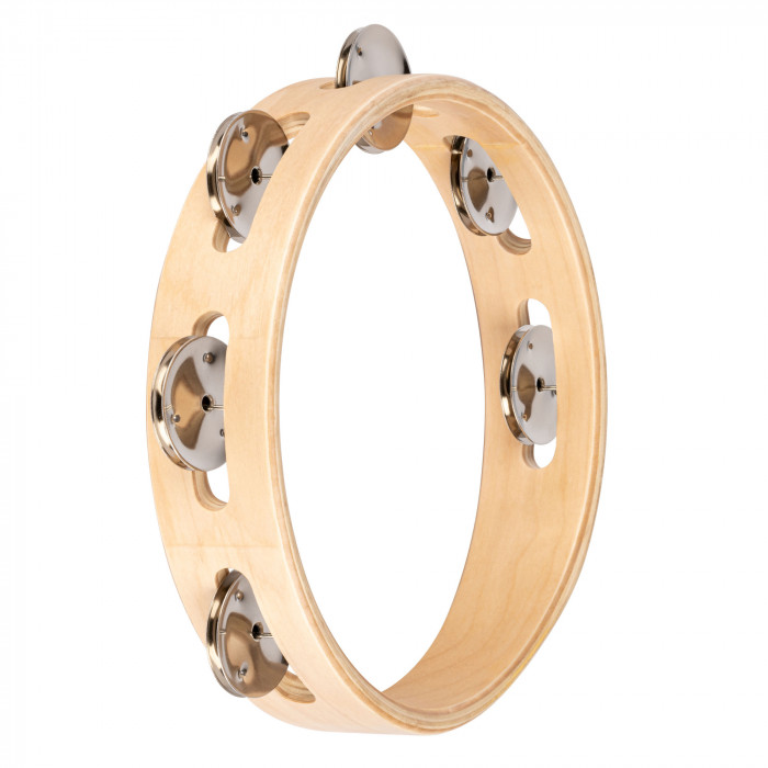 NINO Percussion NINO943 Single Row Wood Tambourine 8” - Natural