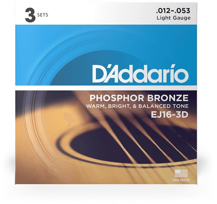 D'Addario EJ16-3D Phosphor Bronze Light .012 - .053 - 3ks