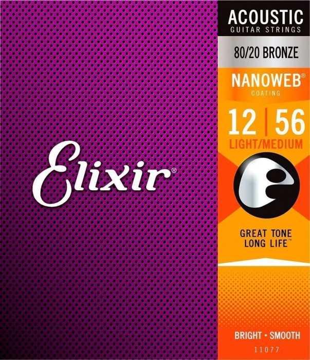Elixir Acoustic Bronze 80/20 Nanoweb 11077 Light-Medium