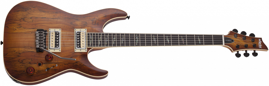 Schecter C-1 Exotic Spalted Maple - Satin Natural Vintage Burst