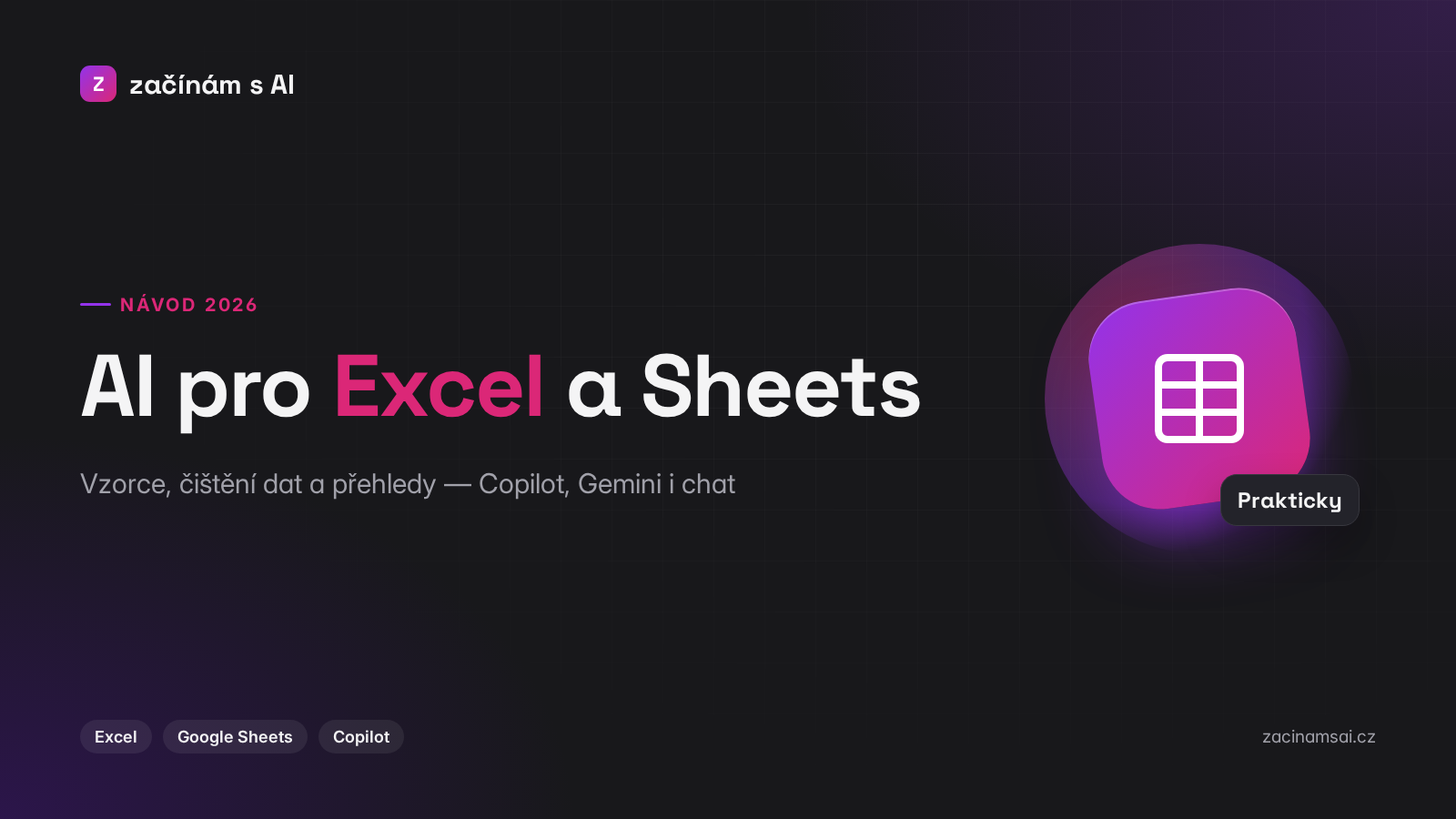 AI pro Excel a Google Sheets: Jak na vzorce, čištění dat a přehledy (návod 2026)