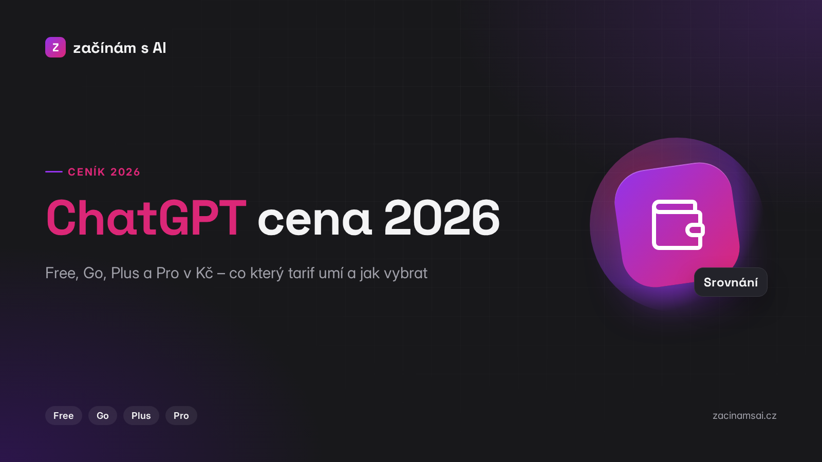 ChatGPT cena 2026: Free, Go, Plus a Pro v Kč (srovnání)