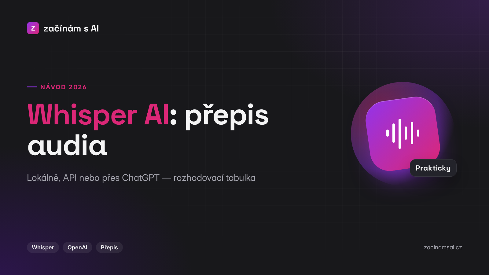 Whisper AI: Jak přepsat audio a schůzky do textu (návod 2026)