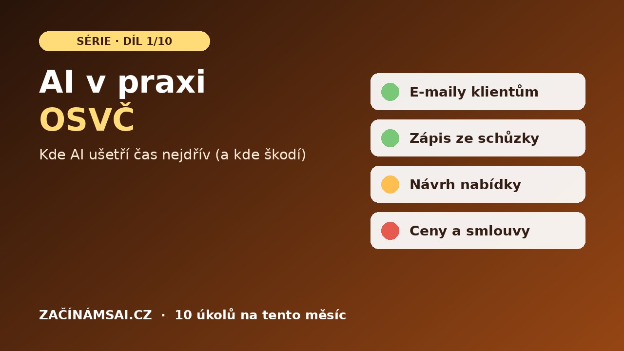 AI v praxi OSVČ (1/10): Kde AI ušetří OSVČ čas nejdřív (a kde škodí)