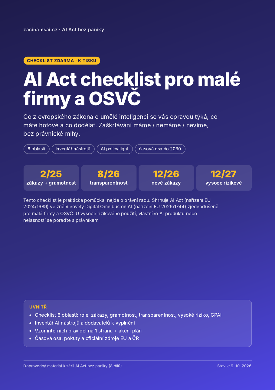 AI Act checklist pro malé firmy (CZ)