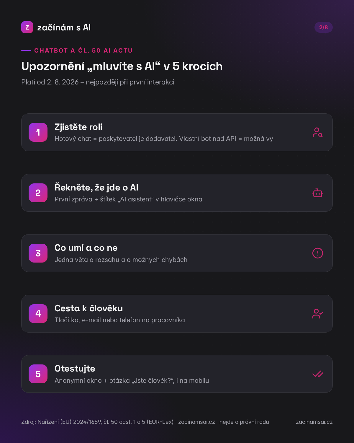 Chatbot na webu podle AI Actu: 5 kroků k srozumitelnému upozornění