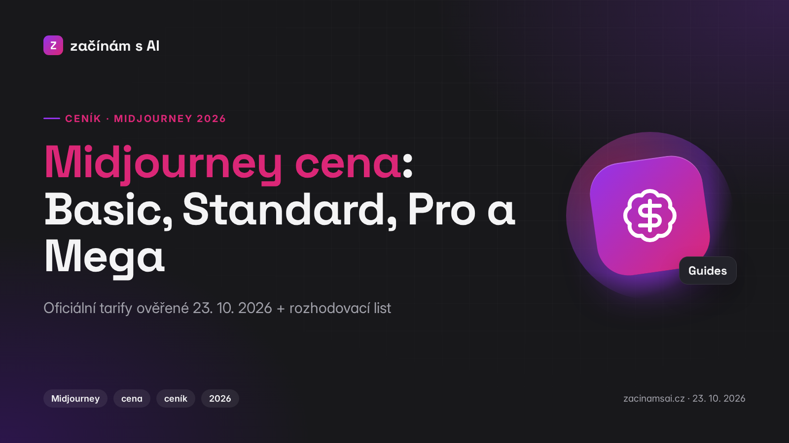 Midjourney cena 2026: Basic, Standard, Pro a Mega
