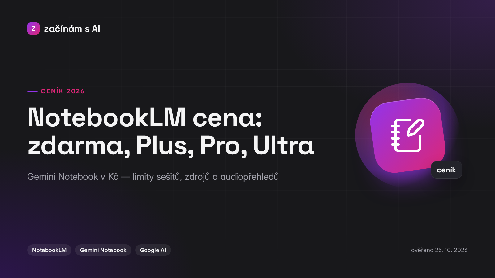 NotebookLM cena 2026: zdarma, Google AI Plus, Pro a Ultra