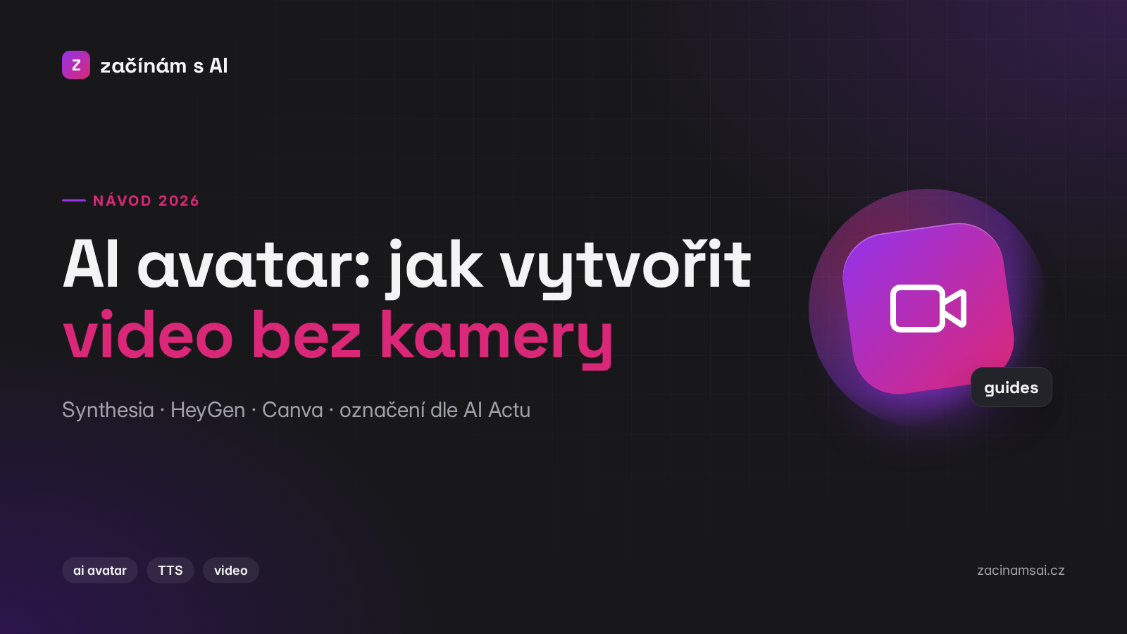 AI avatar 2026: jak vytvořit video bez kamery (Synthesia, HeyGen, Canva)